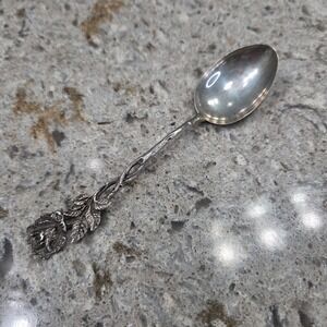 Vintage Hildesheimer Rose Flower Handle Silver Collector Tea Spoon 4.5 Inch